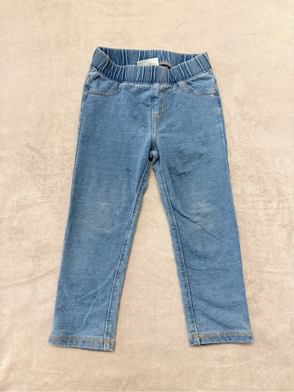 Cat & Jack Toddler Girl Knit Denim Jeggings Leggings Blue 2T Flawed